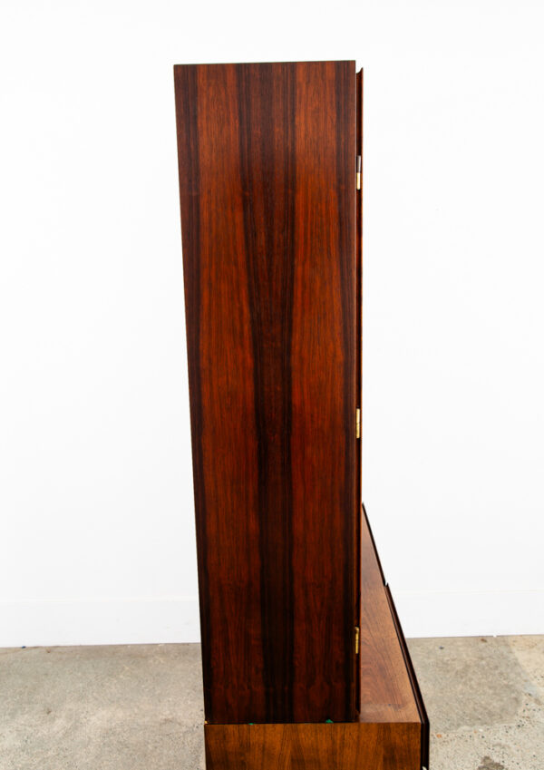 Mid Century Danish Modern Bookshelf Cabinet Rosewood Drawers Doors Omann Jun 2 - Image 8