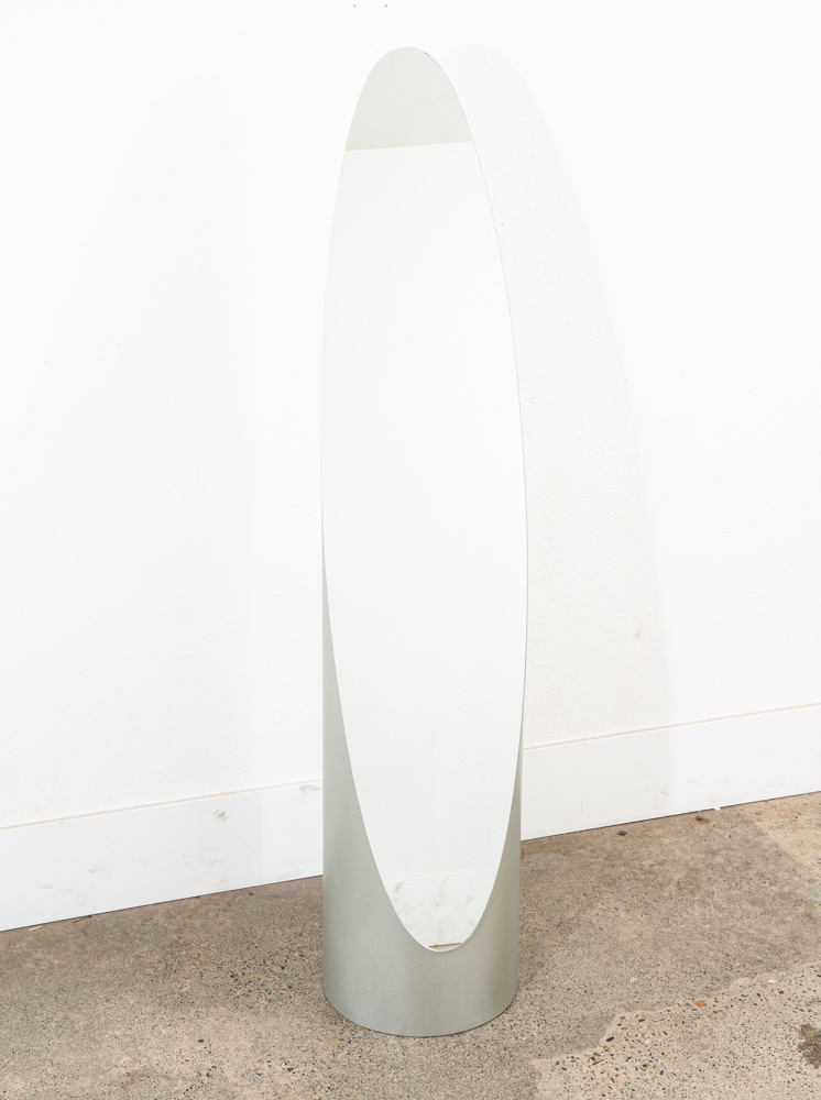 Mid Century Modern Mirror 1980s Gaia Lipstick Floor Vintage Round Roger Lecal - Image 2