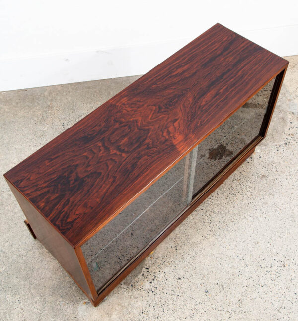 Mid Century Danish Modern Wall Unit Cabinet Glass Doors Rosewood Mcm HG Modular - Image 9