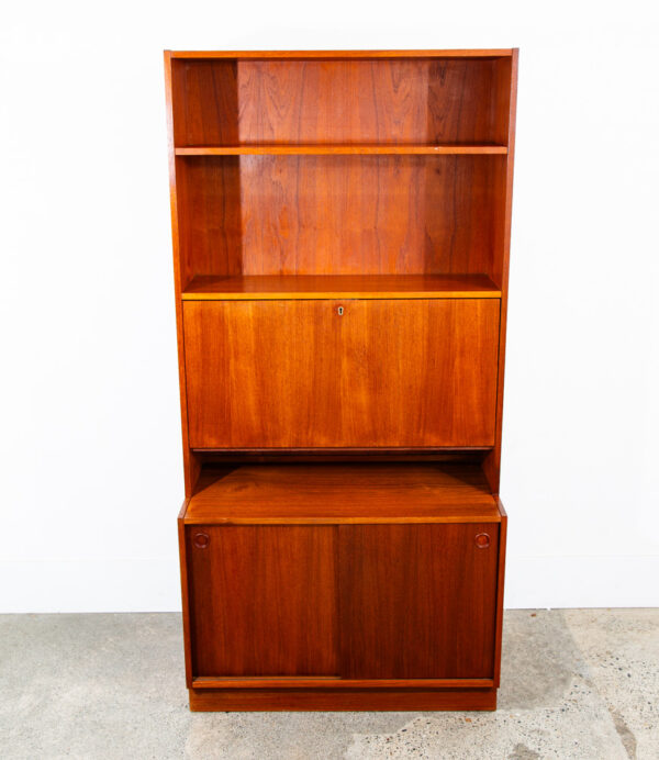 Mid Century Danish Modern Cabinet Teak Drop Leaf Desk Shelf Locking Vintage Mcm - Image 2