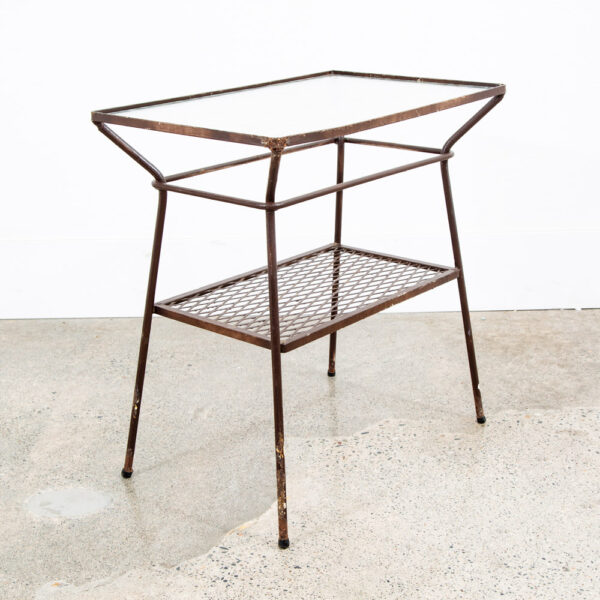 Mid Century Modern Side Tables Rectangular Wrought Iron Glass Black End Two Mcm - Image 6