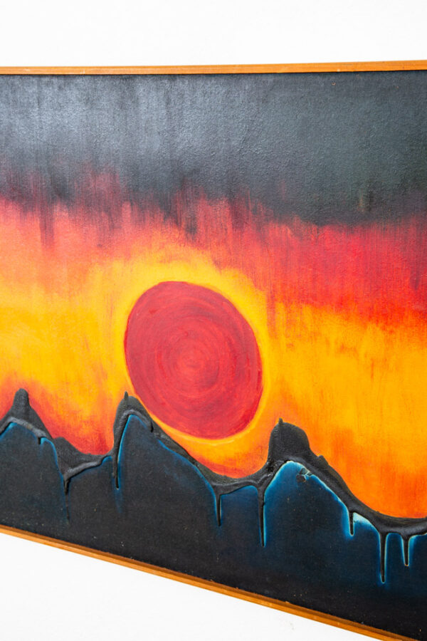 Mid Century Modern Original Art Surrealist Landscape Sun Set Painting Original - Image 8