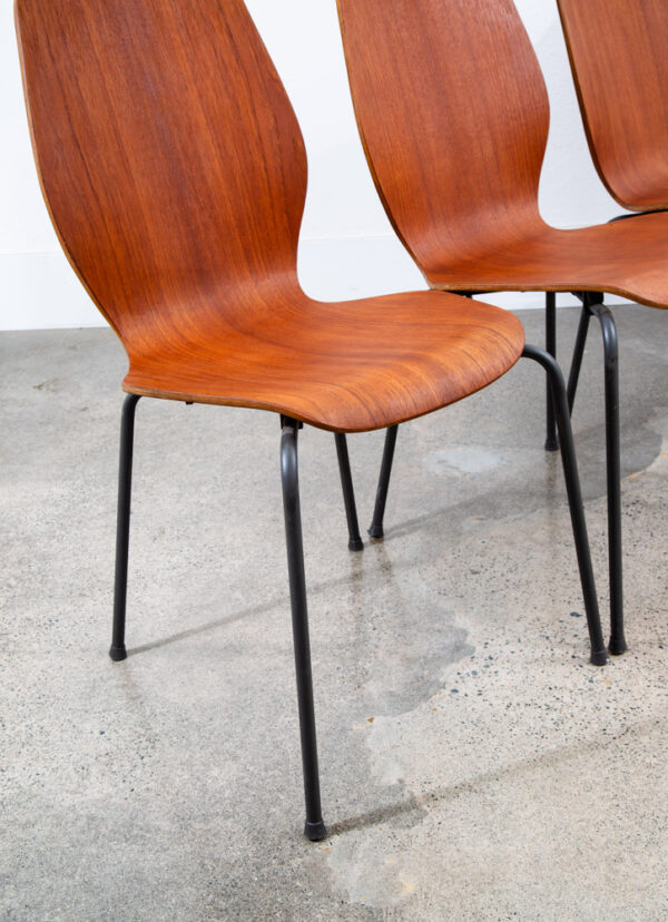 Mid Century Danish Modern Dining Chairs Set 4 Jofa Herbert Hirche Teak Metal Mcm - Image 11