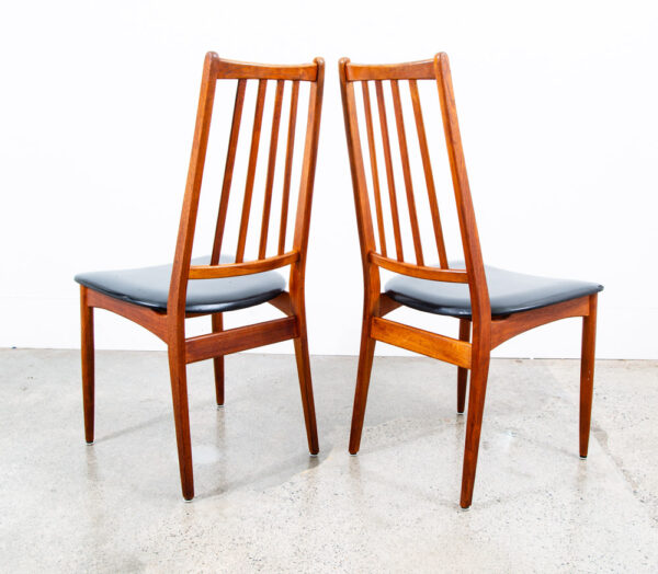 Mid Century Danish Modern Dining Chairs Set 4 Solid Teak Black High Back Denmark - Image 4