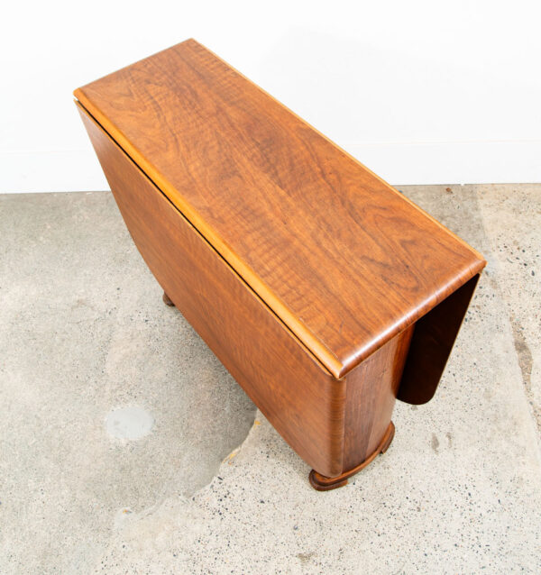 Mid Century Modern Dining Table Drop Leaf Walnut Compact - Image 10