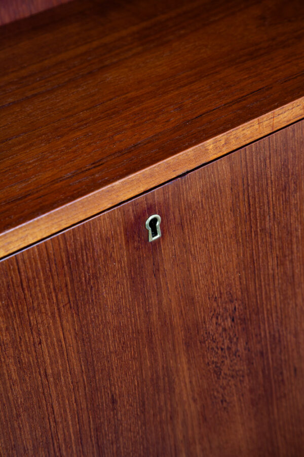 Mid Century Danish Modern Cabinet Teak Drop Leaf Desk Shelf Locking Vintage Mcm - Image 10