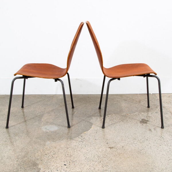 Mid Century Danish Modern Dining Chairs Set 4 Jofa Herbert Hirche Teak Metal Mcm - Image 4