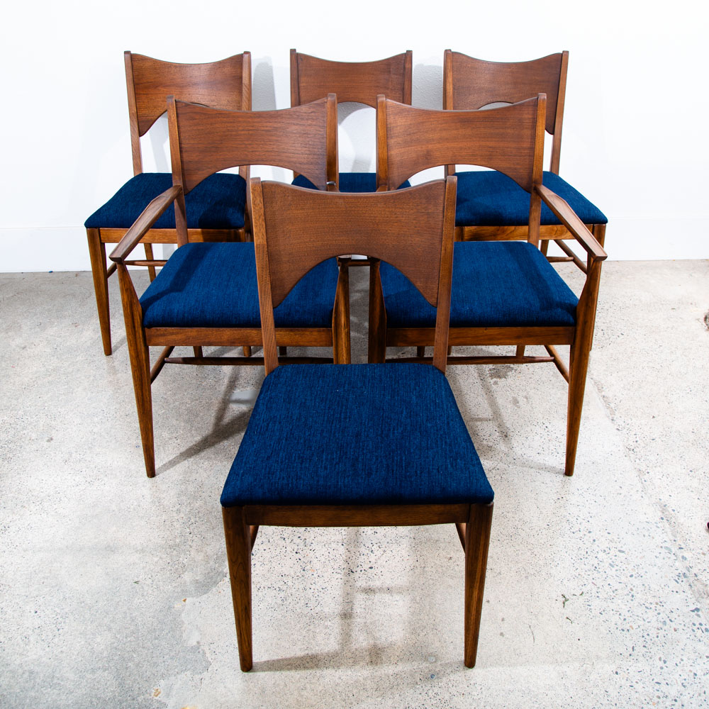 Mid Century Modern Dining Chairs Set 6 Broyhill Back Blue Lenoir Chair Brasilia