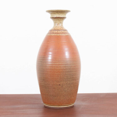 Mid Century Modern Vase Art Pottery Vase Studio Ceramics Orange and Tan Table