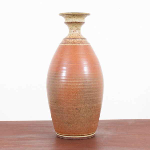 Mid Century Modern Vase Art Pottery Vase Studio Ceramics Orange and Tan Table