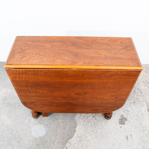 Mid Century Modern Dining Table Drop Leaf Walnut Compact - Image 9