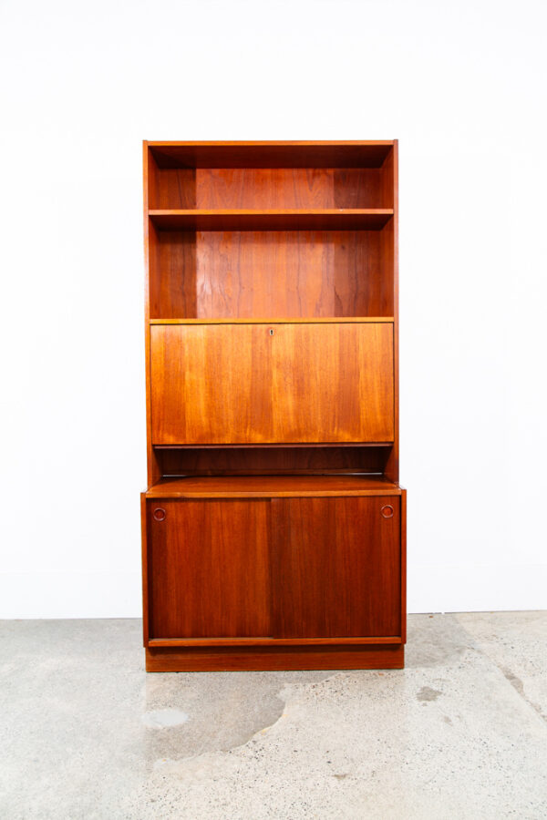 Mid Century Danish Modern Cabinet Teak Drop Leaf Desk Shelf Locking Vintage Mcm - Image 7
