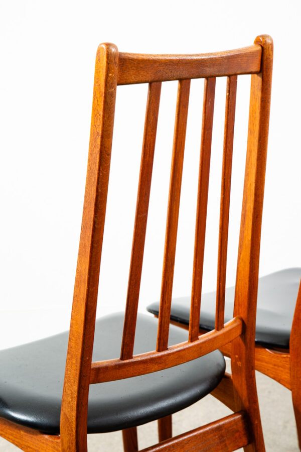 Mid Century Danish Modern Dining Chairs Set 4 Solid Teak Black High Back Denmark - Image 11