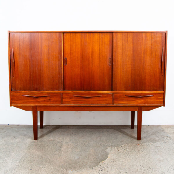 Mid Century Danish Modern Credenza Highboard Bar Sideboard Denmark Teak Drawers - Image 2