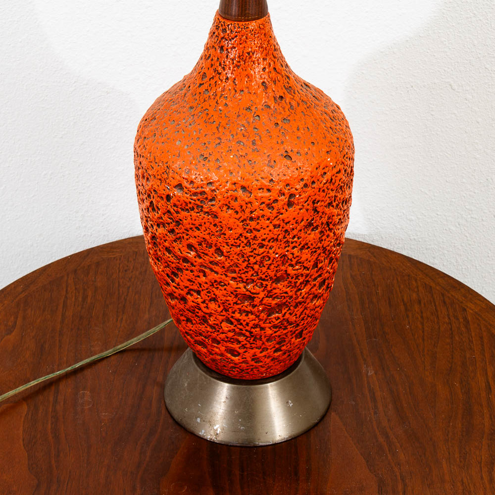 Mid Century Modern Table Lamp Ceramic Red Lava Glaze Studio Design Vintage Mcm - Image 4