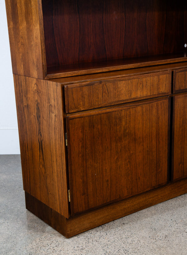 Mid Century Danish Modern Bookshelf Cabinet Rosewood Drawers Doors Omann Jun 1 - Image 12