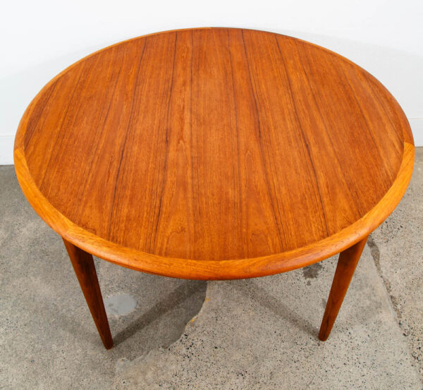 Mid Century Danish Modern Dining Table Round Teak Circular Restored Vintage Mcm