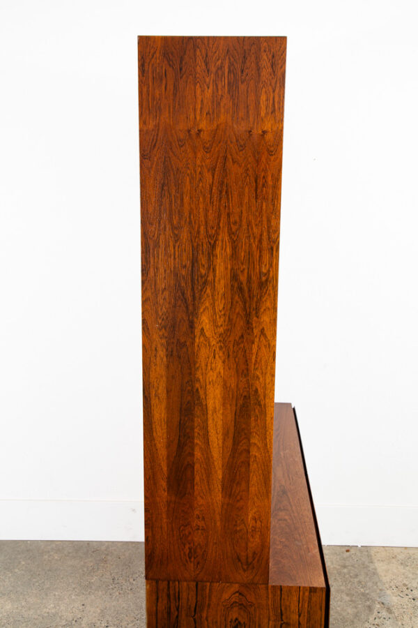 Mid Century Danish Modern Bookshelf Cabinet Rosewood Drawers Doors Omann Jun 1 - Image 4