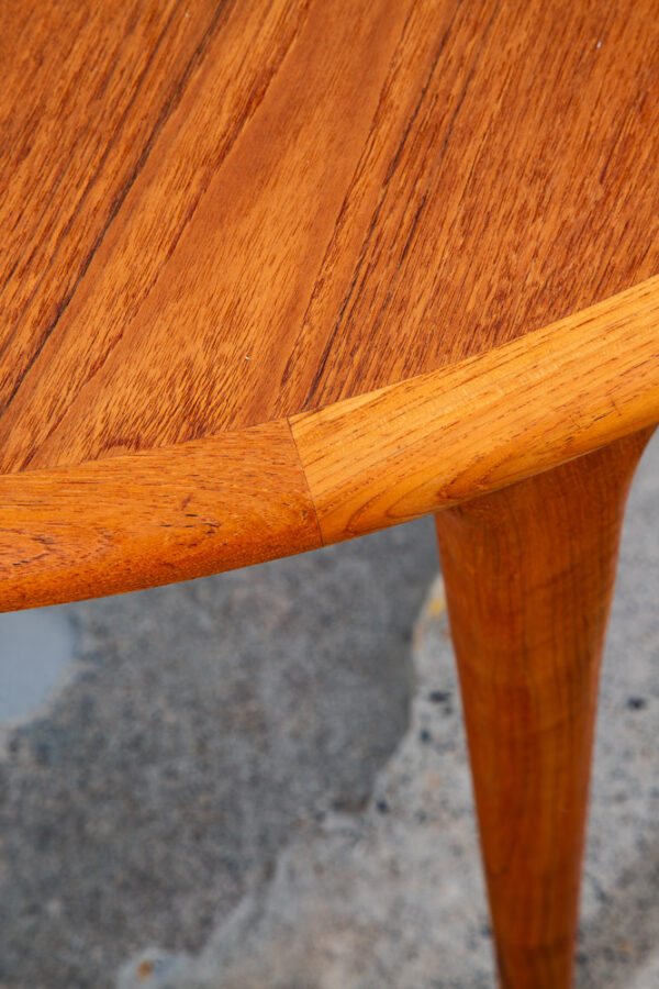 Mid Century Danish Modern Dining Table Round Teak Circular Restored Vintage Mcm - Image 10