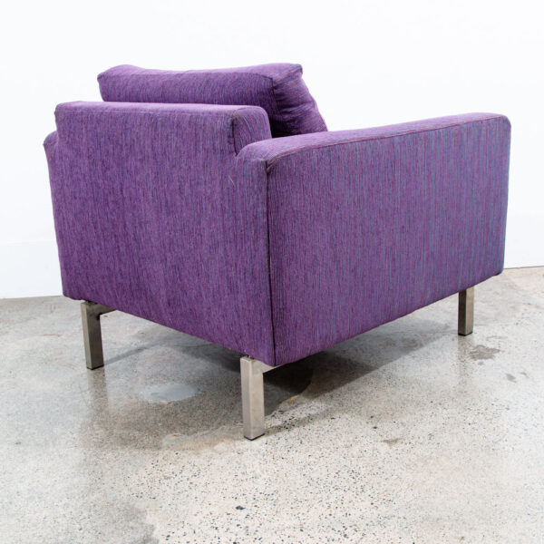 Mid Century Modern Lounge Chair Purple Chrome Club Square American Cube Mcm - Image 3