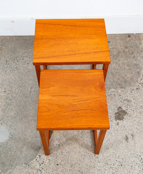 Mid Century Danish Modern Nesting Tables Teak Set of 2 Denmark Side End Table VG - Image 6