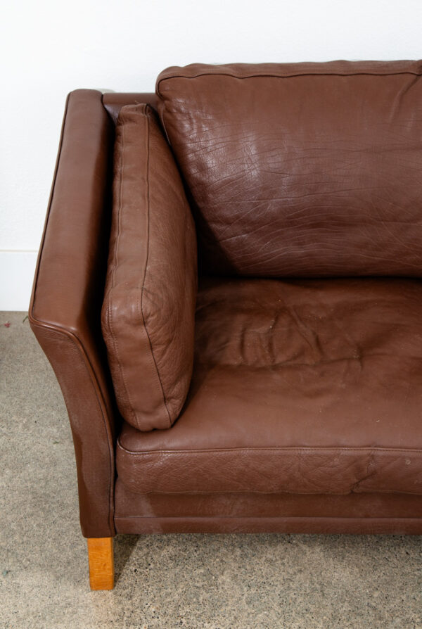 Mid Century Danish Modern Sofa Couch Brown Leather 3 seater Denmark Vintage Mcm - Image 11