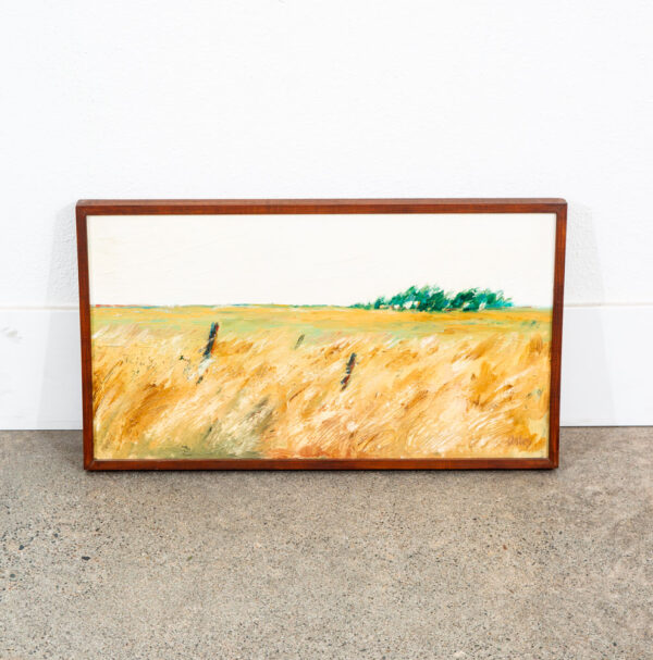 Mid Century Modern Oil Painting Original Art Abstract Landscape Signed Tan Field - Image 5