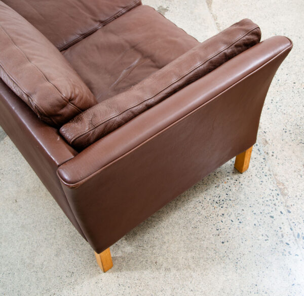 Mid Century Danish Modern Sofa Couch Brown Leather 3 seater Denmark Vintage Mcm - Image 12