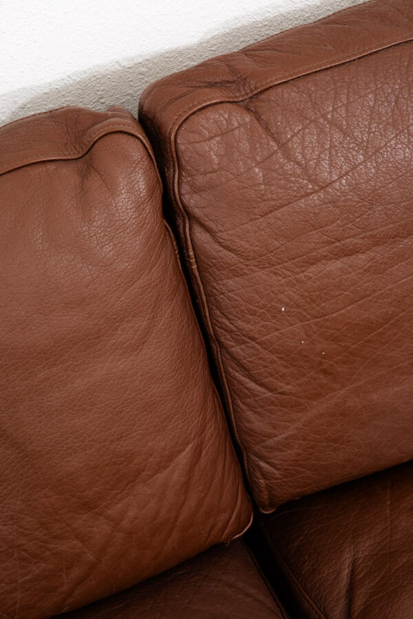 Mid Century Danish Modern Sofa Couch Brown Leather 3 seater Denmark Vintage Mcm - Image 9