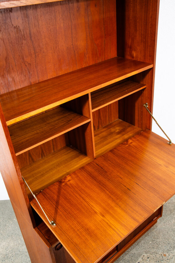 Mid Century Danish Modern Cabinet Teak Drop Leaf Desk Shelf Locking Vintage Mcm - Image 12