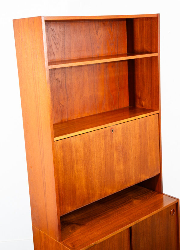 Mid Century Danish Modern Cabinet Teak Drop Leaf Desk Shelf Locking Vintage Mcm - Image 11