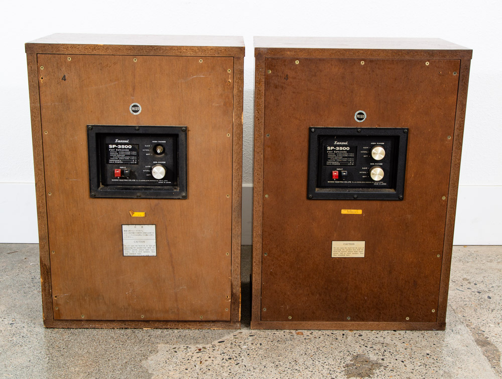 Mid Century Speakers Sansui SP-3500 4 Way Walnut Tested Speaker Set Grills 1 - Image 5