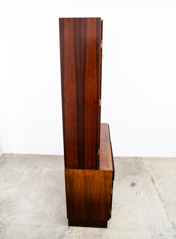 Mid Century Danish Modern Bookshelf Cabinet Rosewood Drawers Doors Omann Jun 2 - Image 4