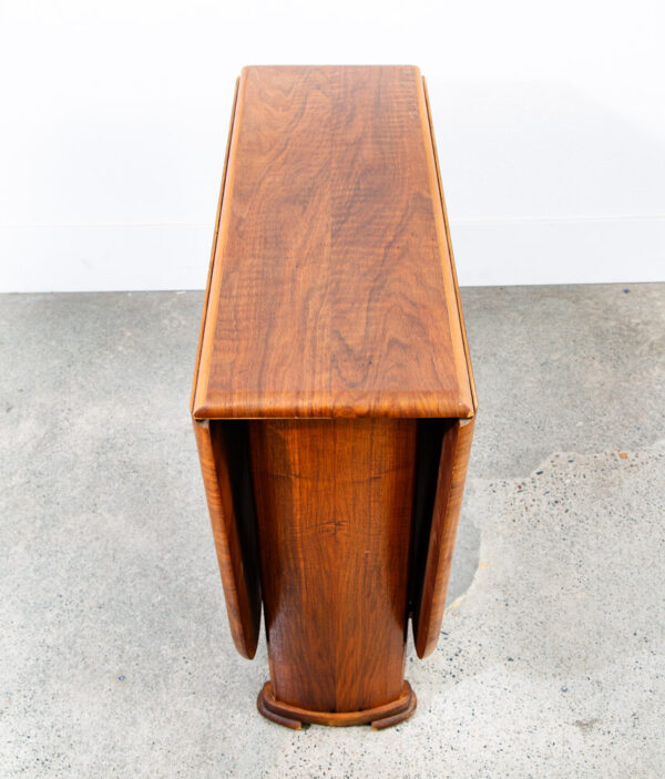 Mid Century Modern Dining Table Drop Leaf Walnut Compact - Image 11