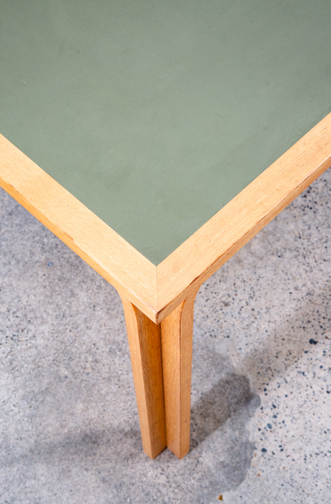 Mid Century Danish Modern Dining Table Oak Bentwood Formica Rectangular Green VG - Image 7