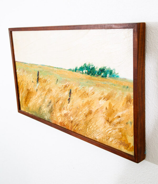 Mid Century Modern Oil Painting Original Art Abstract Landscape Signed Tan Field - Image 4