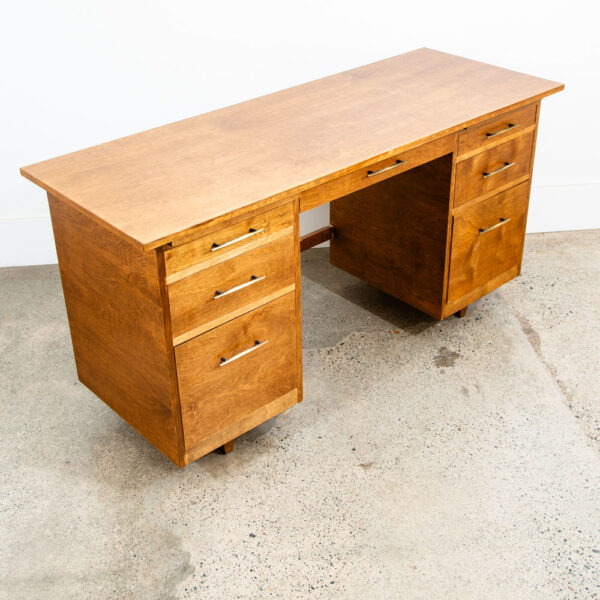 Mid Century Modern Desk Wood Office Executive Mcm 7 Drawer Brass Vintage Mcm 60s - Image 10