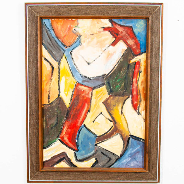 Mid Century Modern Acrylic Painting on Canvas Original Art Abstracted Piece Framed