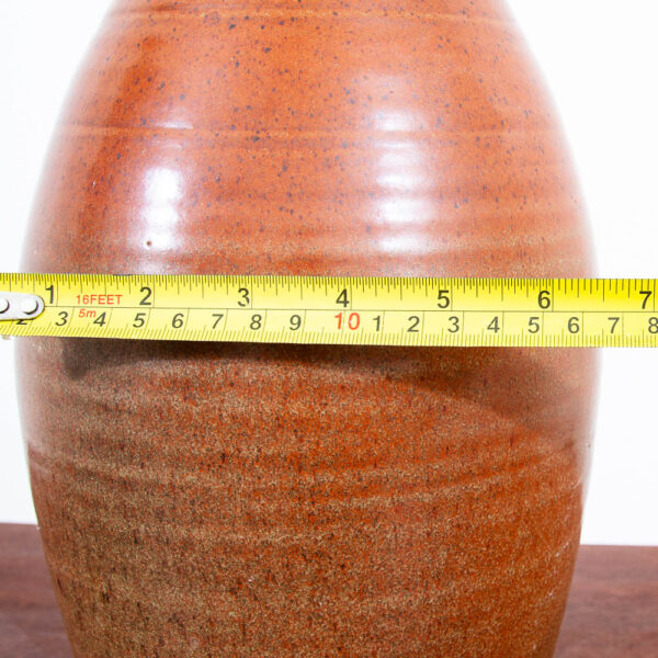 Mid Century Modern Vase Art Pottery Vase Studio Ceramics Orange and Tan Table - Image 7