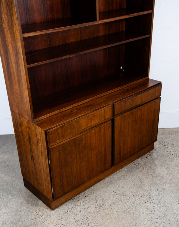Mid Century Danish Modern Bookshelf Cabinet Rosewood Drawers Doors Omann Jun 1 - Image 8