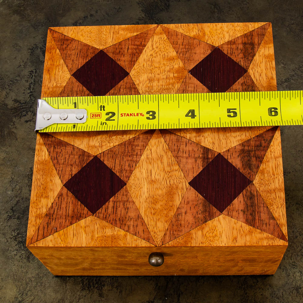 Mid Century Modern Small Burled Wood With Rosewood Inlays Jewelry Storage Box - Image 12