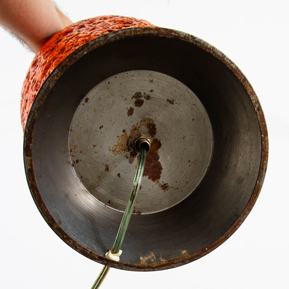 Mid Century Modern Table Lamp Ceramic Red Lava Glaze Studio Design Vintage Mcm - Image 7