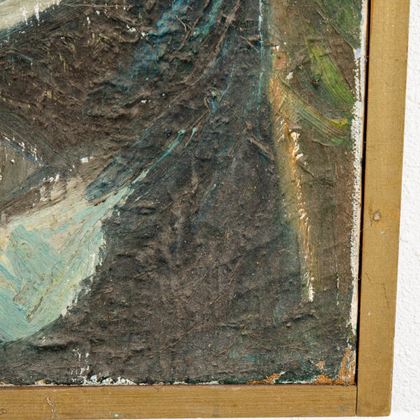 Mid Century Modern Acrylic Painting Original Art Abstract Landscape Trees Rocks - Image 10