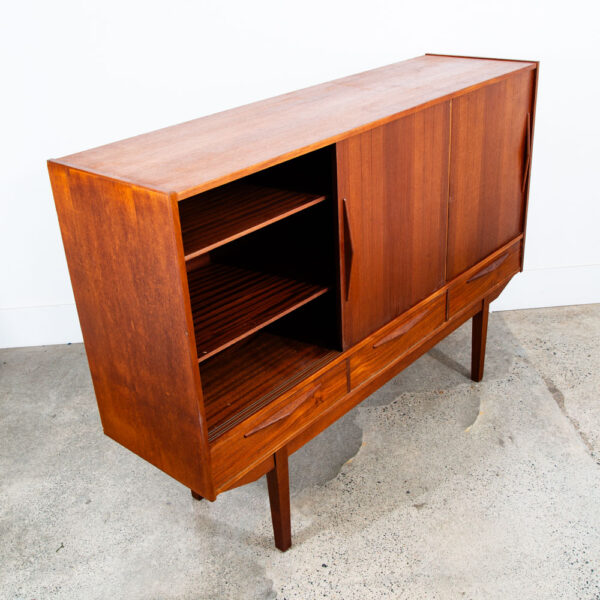 Mid Century Danish Modern Credenza Highboard Bar Sideboard Denmark Teak Drawers - Image 7