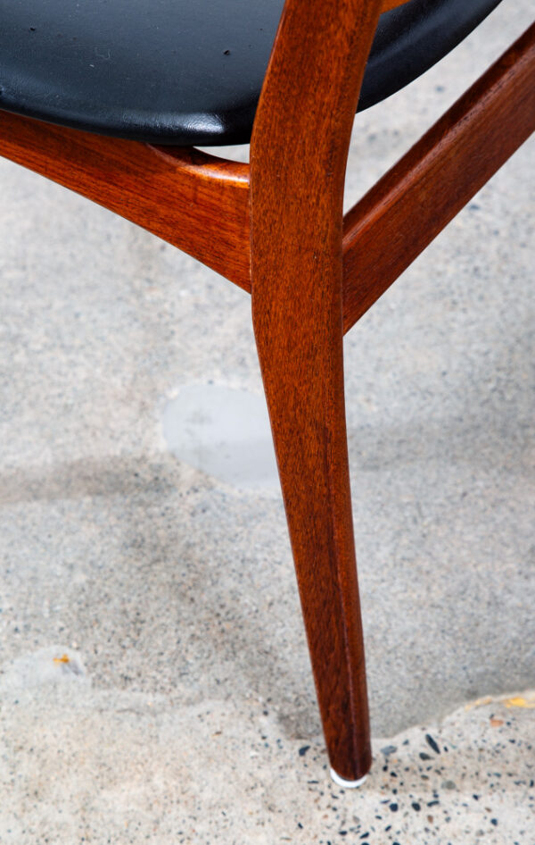 Mid Century Danish Modern Dining Chairs Set 4 Solid Teak Black High Back Denmark - Image 7