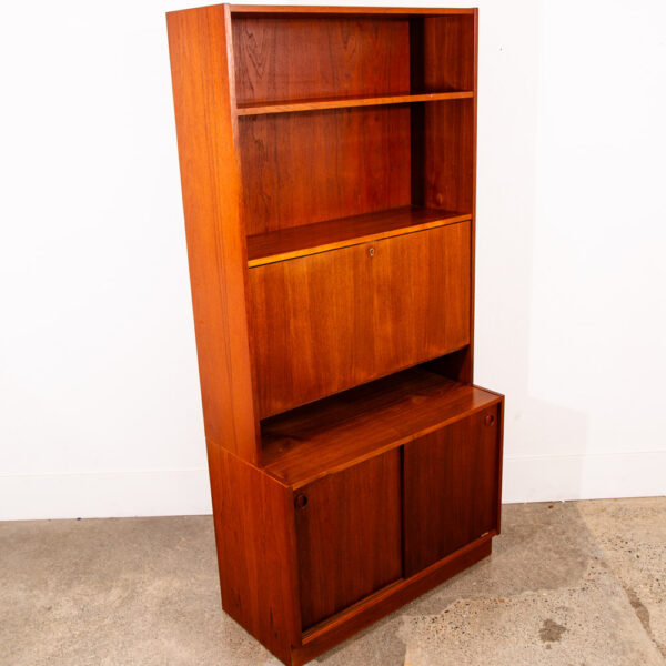 Mid Century Danish Modern Cabinet Teak Drop Leaf Desk Shelf Locking Vintage Mcm - Image 6