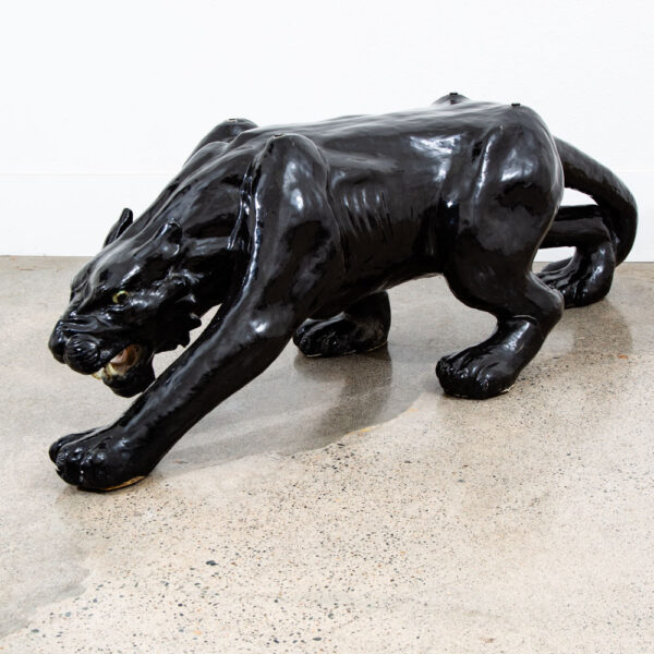 Mid Century Modern Coffee Table Black Panther Glass Vintage Ceramic 54x30 Mcm - Image 6
