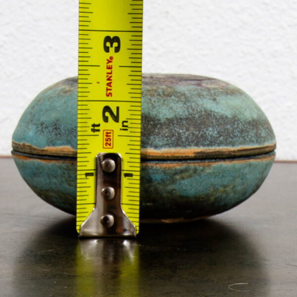 Mid Century Modern Ceramic Lidded Bowl Glazed Teal Blue Studio Ceramic Incense - Image 11