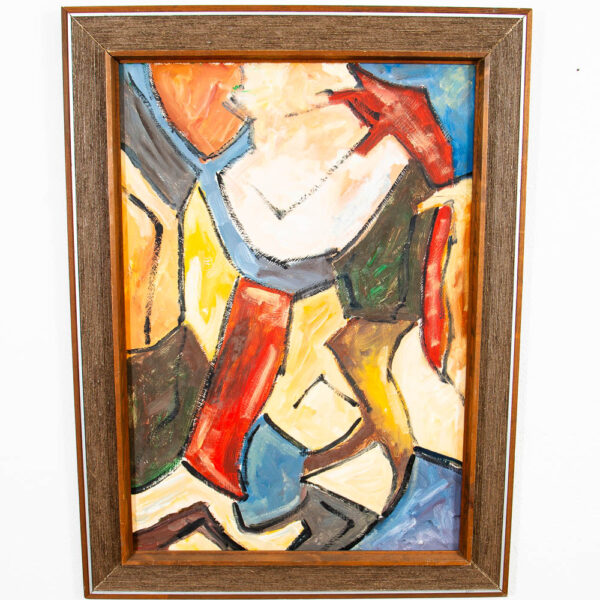 Mid Century Modern Acrylic Painting on Canvas Original Art Abstracted Piece Framed - Image 3