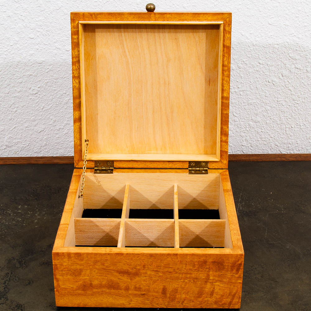Mid Century Modern Small Burled Wood With Rosewood Inlays Jewelry Storage Box - Image 7